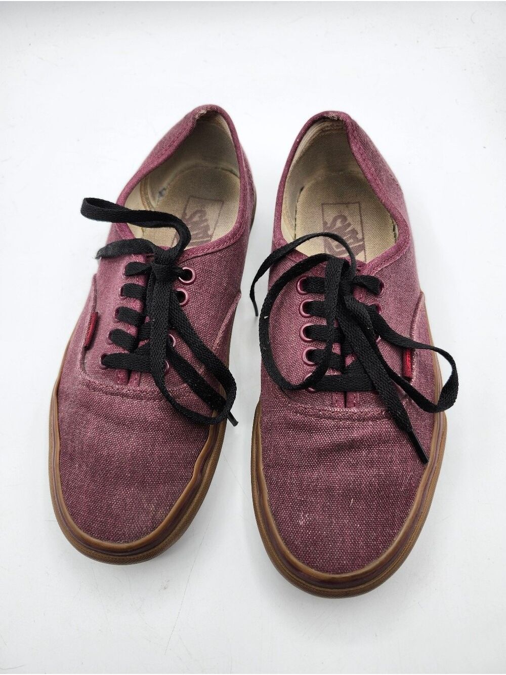 Vans Maroon Canvas Low-Top Sneakers with Black Laces